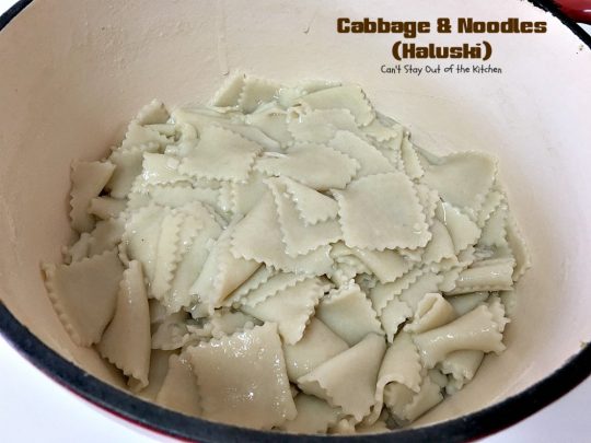 Cabbage and Noodles (Haluski) | Can't Stay Out of the Kitchen | we love this old-world #noodle dish. #Cabbage and onions are fried in #bacon and added to homemade #glutenfree noodles. (Regular #pasta can be substituted). Family favorite.