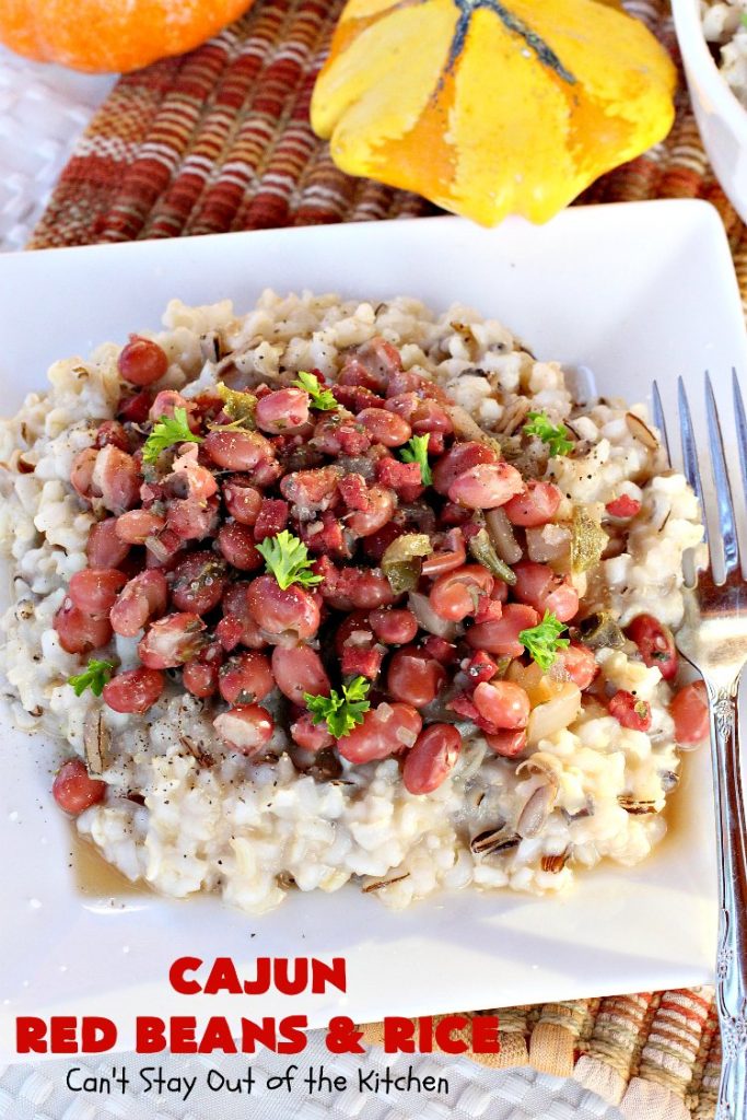 Cajun Red Beans and Rice | Can't Stay Out of the Kitchen | this fabulous #RedBeansandRice #recipe is absolutely mouthwatering & perfect for fall and winter nights. It's hearty, filling & totally satisfying. #redbeans #rice #ham #pork #glutenfree #Cajun