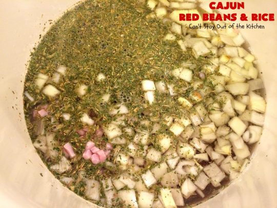 Cajun Red Beans and Rice | Can't Stay Out of the Kitchen | this fabulous #RedBeansandRice #recipe is absolutely mouthwatering & perfect for fall and winter nights. It's hearty, filling & totally satisfying. #redbeans #rice #ham #pork #glutenfree #Cajun