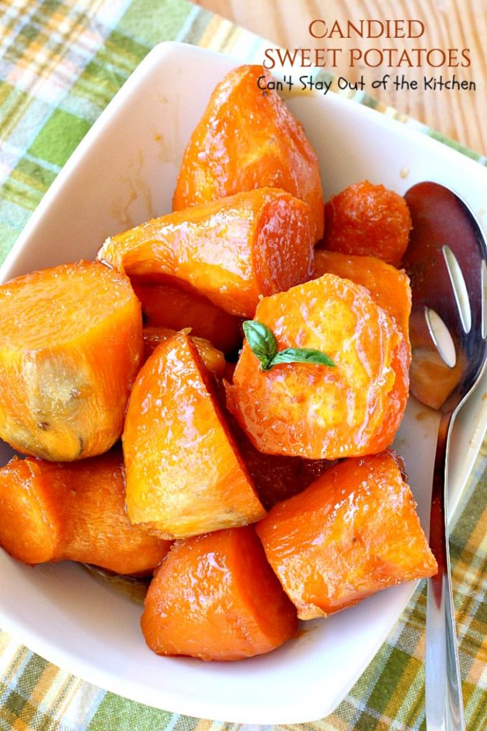 Candied Sweet Potatoes | Can't Stay Out of the Kitchen | this family favorite #sweetpotatoes dish is a quick, easy no-fuss recipe using only 3 ingredients! Great for the #holidays. #glutenfree