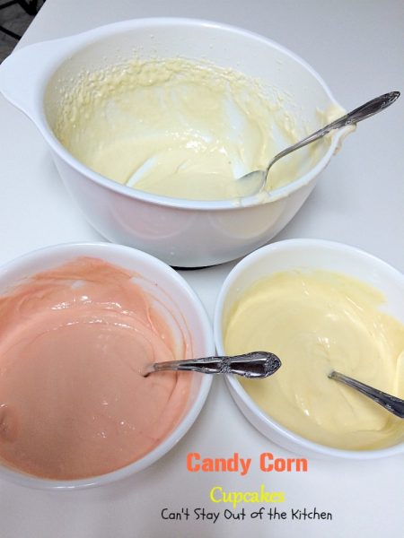 Candy Corn Cupcakes | Can't Stay Out of the Kitchen | these adorable #cupcakes are made with #candycorns and are a great way to use up leftover #Halloween candy! #dessert