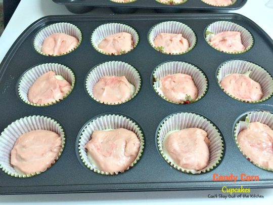 Candy Corn Cupcakes | Can't Stay Out of the Kitchen | these adorable #cupcakes are made with #candycorns and are a great way to use up leftover #Halloween candy! #dessert