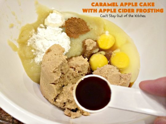 Caramel Apple Cake with Apple Cider Frosting | Can't Stay Out of the Kitchen | this heavenly #cake is rich, decadent & divine! It uses #caramel sauce in the cake & drizzled over the frosting. Absolutely mouthwatering! #dessert #apple