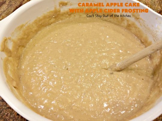 Caramel Apple Cake with Apple Cider Frosting | Can't Stay Out of the Kitchen | this heavenly #cake is rich, decadent & divine! It uses #caramel sauce in the cake & drizzled over the frosting. Absolutely mouthwatering! #dessert #apple