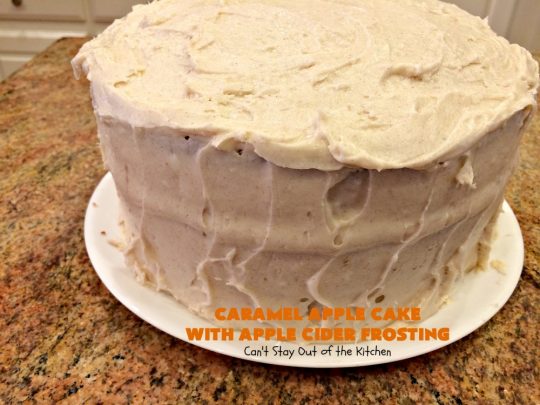 Caramel Apple Cake with Apple Cider Frosting | Can't Stay Out of the Kitchen | this heavenly #cake is rich, decadent & divine! It uses #caramel sauce in the cake & drizzled over the frosting. Absolutely mouthwatering! #dessert #apple
