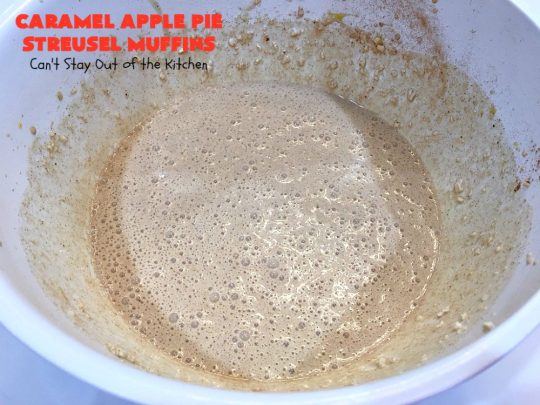 Caramel Apple Pie Streusel Muffins | Can't Stay Out of the Kitchen | these spectacular #muffins taste like eating #CandiedApples but in muffin form! The #recipe includes #CaramelApple #GreekYogurt. Perfect for a #holiday, company or weekend #breakfast. #apples #HolidayBreakfast #EasterBreakfast #MothersDayBreakfast