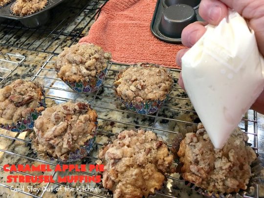 Caramel Apple Pie Streusel Muffins | Can't Stay Out of the Kitchen | these spectacular #muffins taste like eating #CandiedApples but in muffin form! The #recipe includes #CaramelApple #GreekYogurt. Perfect for a #holiday, company or weekend #breakfast. #apples #HolidayBreakfast #EasterBreakfast #MothersDayBreakfast