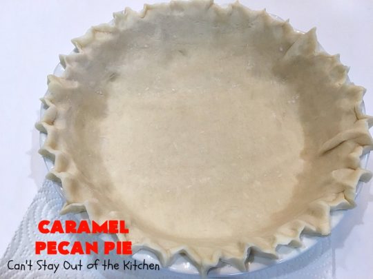 Caramel Pecan Pie | Can't Stay Out of the Kitchen | Oh my gosh! This #PecanPie is rich decadent & divine! It's made with #caramels in the filling. This is a fantastic #dessert for company or #holidays like #Thanksgiving or #Christmas. Wow your family & friends with one of the best pies you'll ever eat! #Pecans #PecanDessert #CaramelPecanPie #GooseberryPatch