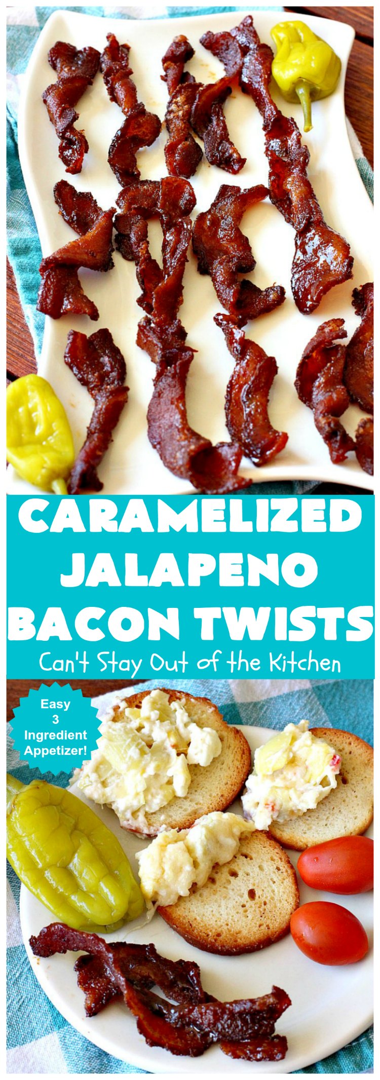 Caramelized Jalapeno Bacon Twists | Can't Stay Out of the Kitchen | this sensational 3 ingredient #appetizer is perfect for any #tailgating or #holiday party. It's quick & easy to make and has enough heat to keep it interesting.  #TexMex #jalapenos #bacon #GlutenFree #3IngredientRecipe #HolidayAppetizer #GlutenFreeAppetizer #CaramelizedJalapenoBaconTwists
