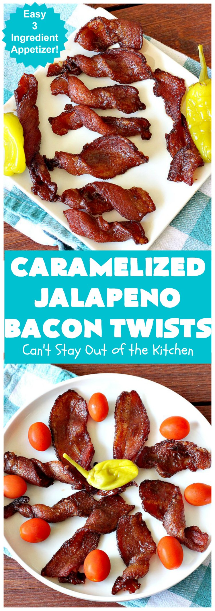 Caramelized Jalapeno Bacon Twists | Can't Stay Out of the Kitchen | this sensational 3 ingredient #appetizer is perfect for any #tailgating or #holiday party. It's quick & easy to make and has enough heat to keep it interesting. #TexMex #jalapenos #bacon #GlutenFree #3IngredientRecipe #HolidayAppetizer #GlutenFreeAppetizer #CaramelizedJalapenoBaconTwists