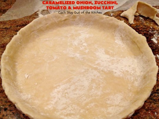 Caramelized Onion, Zucchini, Tomato and Mushroom Tart | Can't Stay Out of the Kitchen | this lovely, mouthwatering tart is filled with #tomatoes, #zucchini, #mushrooms, #CaramelizedOnions & 4 kinds of #cheese. Terrific for a #holiday or company #breakfast or for a #MeatlessMonday entree. #FontinaCheese #ParmesanCheese #AsiagoCheese #RomanoCheese #CaramelizedOnionZucchiniTomatoAndMushroomTart