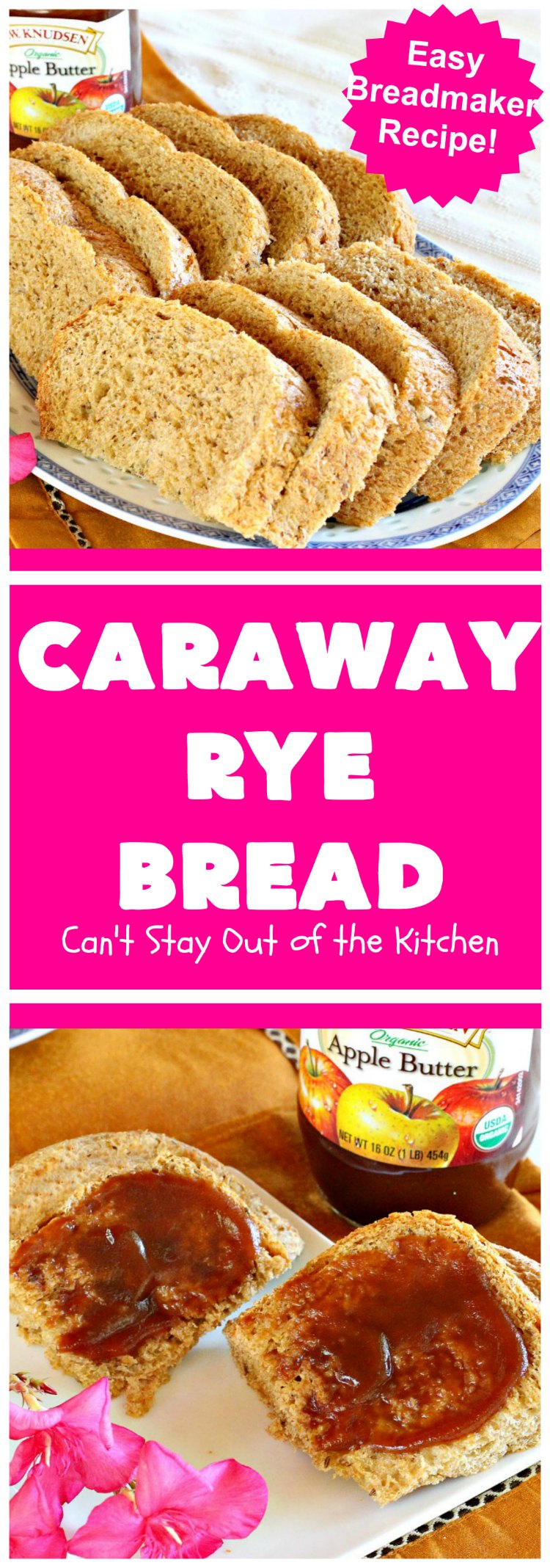 Caraway Rye Bread | Can't Stay Out of the Kitchen | this savory & delectable #bread is so easy since it's made in the #breadmaker. It's got a rustic old-world taste since it uses #RyeFlour & #CarawaySeeds. We enjoy eating it for #breakfast or as a dinner bread. #HomeBakedBread #CarawayRyeBread