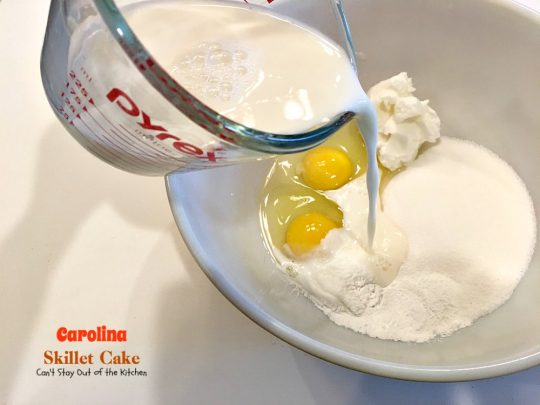Carolina Skillet Cake | Can't Stay Out of the Kitchen | this fabulous #coffeecake is baked in a cast-iron skillet & is a terrific idea for a #holiday #breakfast. We love this #cake.