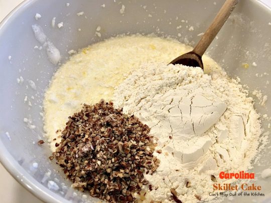Carolina Skillet Cake | Can't Stay Out of the Kitchen | this fabulous #coffeecake is baked in a cast-iron skillet & is a terrific idea for a #holiday #breakfast. We love this #cake.