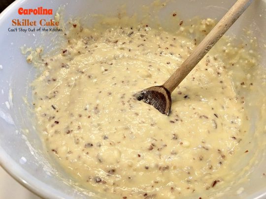 Carolina Skillet Cake | Can't Stay Out of the Kitchen | this fabulous #coffeecake is baked in a cast-iron skillet & is a terrific idea for a #holiday #breakfast. We love this #cake.