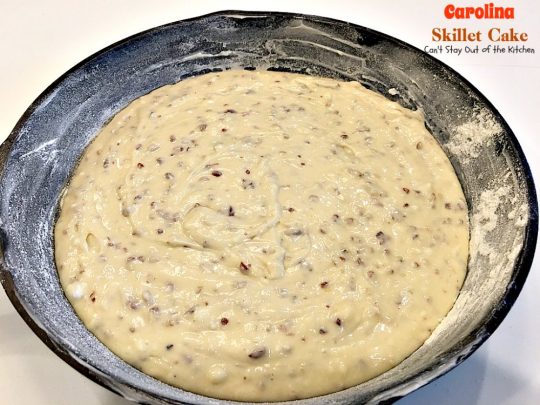 Carolina Skillet Cake | Can't Stay Out of the Kitchen | this fabulous #coffeecake is baked in a cast-iron skillet & is a terrific idea for a #holiday #breakfast. We love this #cake.