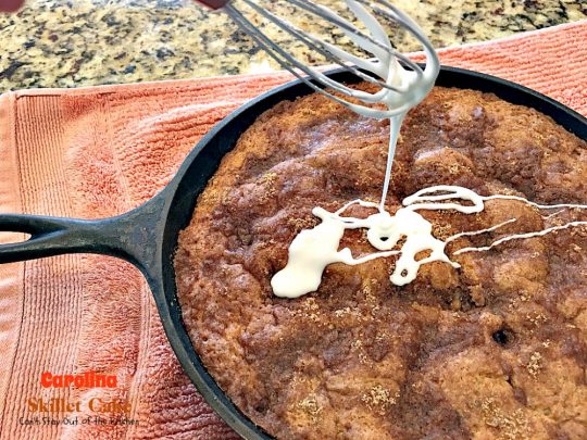 Carolina Skillet Cake | Can't Stay Out of the Kitchen | this fabulous #coffeecake is baked in a cast-iron skillet & is a terrific idea for a #holiday #breakfast. We love this #cake.