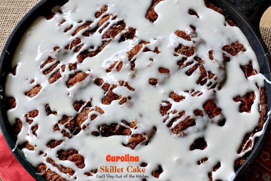 Carolina Skillet Cake | Can't Stay Out of the Kitchen | this fabulous #coffeecake is baked in a cast-iron skillet & is a terrific idea for a #holiday #breakfast. We love this #cake.
