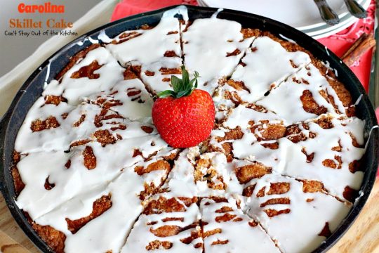 Carolina Skillet Cake | Can't Stay Out of the Kitchen | this fabulous #coffeecake is baked in a cast-iron skillet & is a terrific idea for a #holiday #breakfast. We love this #cake.