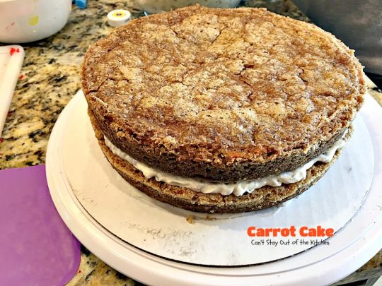 Carrot Cake | Can't Stay Out of the Kitchen | the most awesome Carrot Cake ever! This #cake is so rich you will be drooling over each bite. #dessert #creamcheese frosting.