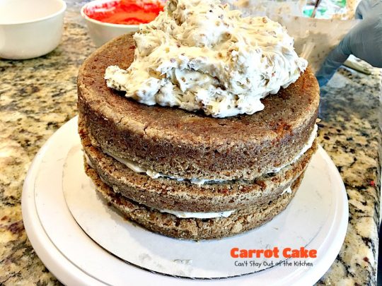 Carrot Cake | Can't Stay Out of the Kitchen | the most awesome Carrot Cake ever! This #cake is so rich you will be drooling over each bite. #dessert #creamcheese frosting.
