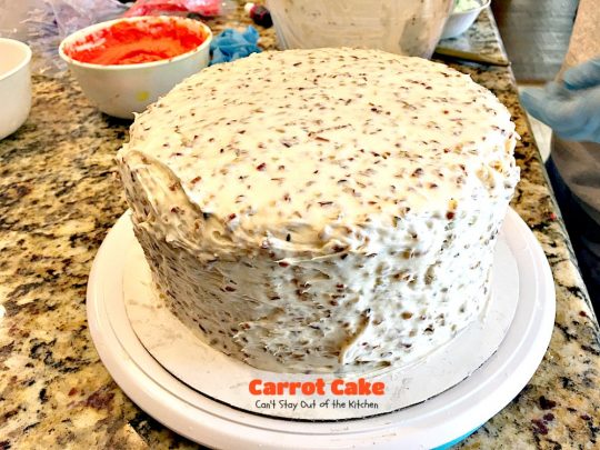 Carrot Cake | Can't Stay Out of the Kitchen | the most awesome Carrot Cake ever! This #cake is so rich you will be drooling over each bite. #dessert #creamcheese frosting.