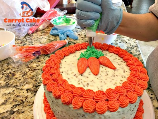 Carrot Cake | Can't Stay Out of the Kitchen | the most awesome Carrot Cake ever! This #cake is so rich you will be drooling over each bite. #dessert #creamcheese frosting.