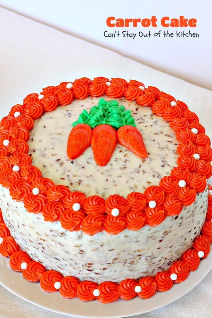 Carrot Cake | Can't Stay Out of the Kitchen | the most awesome Carrot Cake ever! This #cake is so rich you will be drooling over each bite. #dessert #creamcheese frosting.