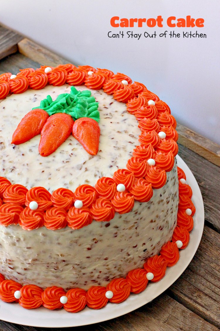 Carrot Cake | Can't Stay Out of the Kitchen | the most awesome Carrot Cake ever! This #cake is so rich you will be drooling over each bite. #dessert #creamcheese frosting.