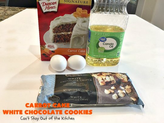 Carrot Cake White Chocolate Cake | Can't Stay Out of the Kitchen | spectacular 4-ingredient #recipe that is rich, decadent & heavenly. If you enjoy #CarrotCake, you'll love this #cookie version with #WhiteChocolateChips. #dessert #chocolate #CarrotCakeDessert #ChocolateDessert #tailgating