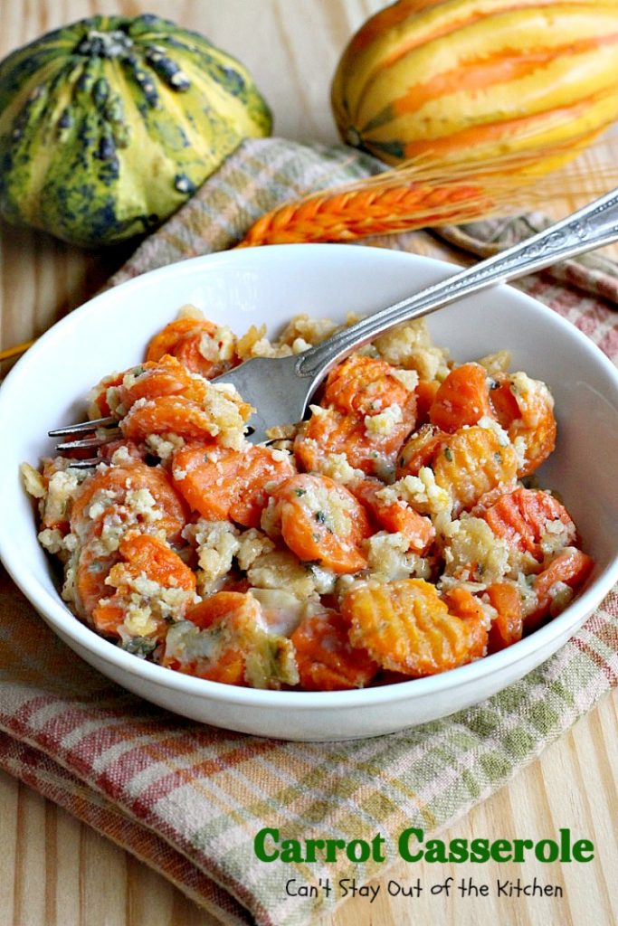 Carrot Casserole | Can't Stay Out of the Kitchen | this scrumptious #casserole makes a great #holiday side dish. You can make it in the #crockpot, too. #carrots 