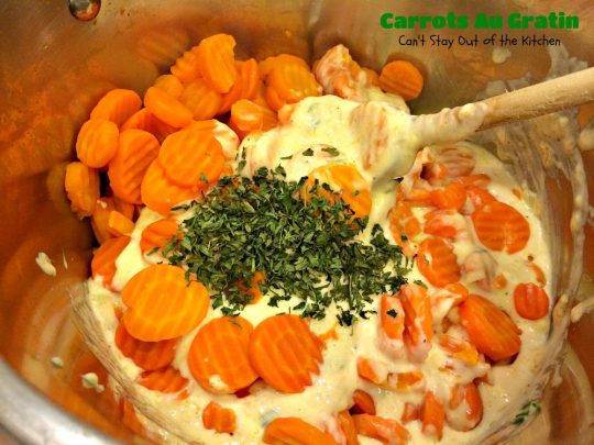 Carrots Au Gratin | Can't Stay Out of the Kitchen | one of our favorite #holiday #casseroles. Perfect for #FathersDay. #carrots