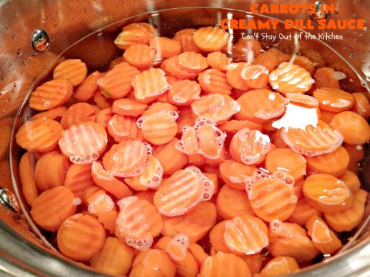 Carrots in Creamy Dill Sauce | Can't Stay Out of the Kitchen | This quick & easy #carrot dish has a mouthwatering dill sauce. It's wonderful for week night suppers. It's also great for #holidays like #Thanksgiving & #Christmas. #glutenfree