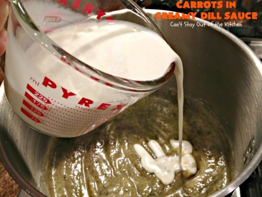 Carrots in Creamy Dill Sauce | Can't Stay Out of the Kitchen | This quick & easy #carrot dish has a mouthwatering dill sauce. It's wonderful for week night suppers. It's also great for #holidays like #Thanksgiving & #Christmas. #glutenfree