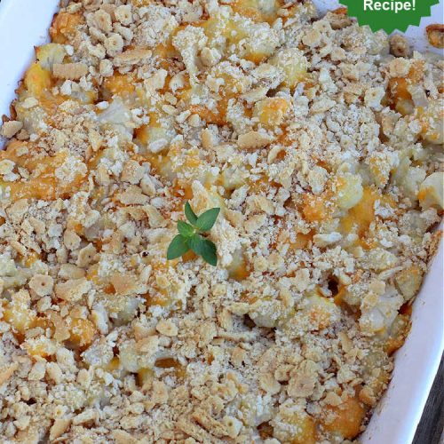 Cauliflower Au Gratin | Can't Stay Out of the Kitchen | the most incredibly easy 4-ingredient #SideDish #recipe ever! So cheesy & delicious. Terrific for #Thanksgiving, #Christmas or regular dinner menus. #cauliflower #CheddarCheese #RitzCrackers #4IngredientRecipe #CauliflowerAuGratin