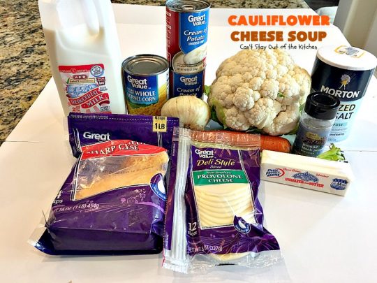 Cauliflower Cheese Soup | Can't Stay Out of the Kitchen | this #cauliflower #soup is heavenly. Uses #cheddarcheese #provolone & #creamofpotatosoup. Amazing comfort food.