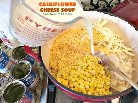 Cauliflower Cheese Soup | Can't Stay Out of the Kitchen | this #cauliflower #soup is heavenly. Uses #cheddarcheese #provolone & #creamofpotatosoup. Amazing comfort food.