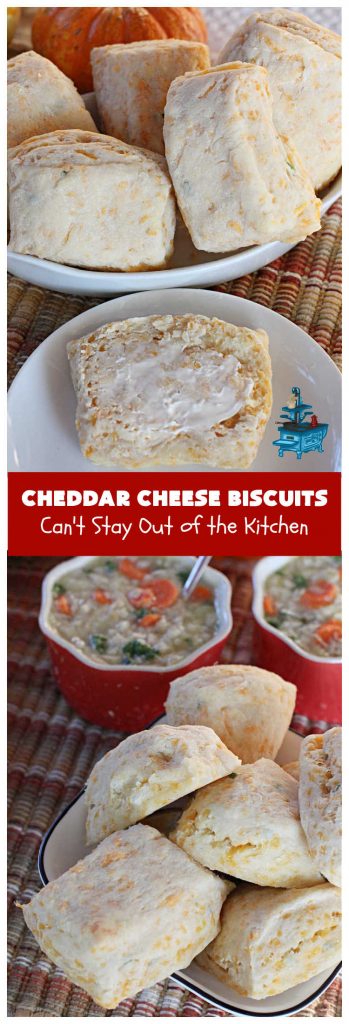 Cheddar Cheese Biscuits | Can't Stay Out of the Kitchen | these fluffy & delicious #biscuits include #chives & #CheddarCheese to bump up the flavor from regular biscuits. They're wonderful for #breakfast, lunch or dinner! They pair perfectly with soup or chili, but are also good with preserves spread over top for morning menus. #Thanksgiving #Christmas #HomemadeBiscuits #CheddarCheeseBiscuits