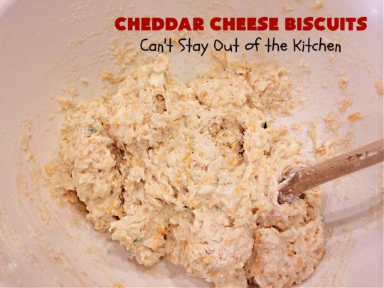 Cheddar Cheese Biscuits | Can't Stay Out of the Kitchen | these fluffy & delicious #biscuits include #chives & #CheddarCheese to bump up the flavor from regular biscuits. They're wonderful for #breakfast, lunch or dinner! They pair perfectly with soup or chili, but are also good with preserves spread over top for morning menus. #Thanksgiving #Christmas #HomemadeBiscuits #CheddarCheeseBiscuits