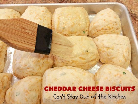 Cheddar Cheese Biscuits | Can't Stay Out of the Kitchen | these fluffy & delicious #biscuits include #chives & #CheddarCheese to bump up the flavor from regular biscuits. They're wonderful for #breakfast, lunch or dinner! They pair perfectly with soup or chili, but are also good with preserves spread over top for morning menus. #Thanksgiving #Christmas #HomemadeBiscuits #CheddarCheeseBiscuits