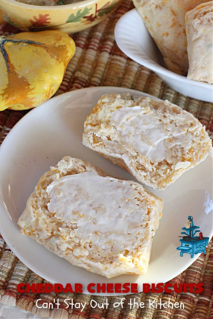 Cheddar Cheese Biscuits | Can't Stay Out of the Kitchen | these fluffy & delicious #biscuits include #chives & #CheddarCheese to bump up the flavor from regular biscuits. They're wonderful for #breakfast, lunch or dinner! They pair perfectly with soup or chili, but are also good with preserves spread over top for morning menus. #Thanksgiving #Christmas #HomemadeBiscuits #CheddarCheeseBiscuits