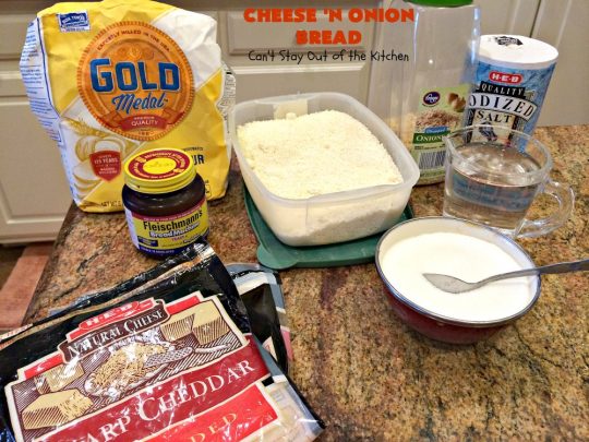 Cheese 'N Onion Bread | Can't Stay Out of the Kitchen | this savory #HomemadeBread is delightful for dinner. It's made with #CheddarCheese & dehydrated onions. It's so easy since it's made in the #breadmaker. #bread #BreadmakerBread #CheeseNOnionBread