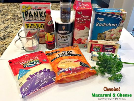 Cheesiest Macaroni and Cheese | Can't Stay Out of the Kitchen | heavenly comfort food that uses 3 #cheeses & topped with #panko bread crumbs. #Macaroni&Cheese #pasta #MeatlessMonday
