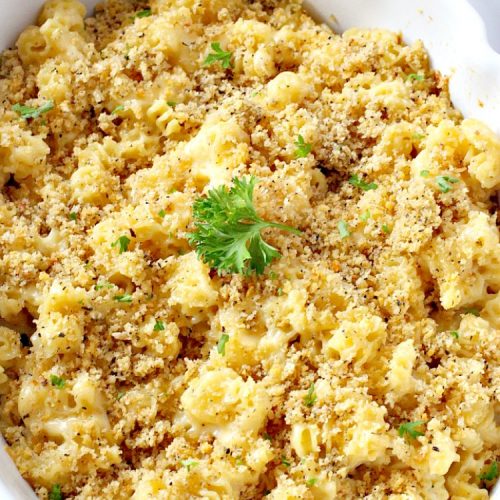 Cheesiest Macaroni and Cheese | Can't Stay Out of the Kitchen | heavenly comfort food that uses 3 #cheeses & topped with #panko bread crumbs. #Macaroni&Cheese #pasta #MeatlessMonday