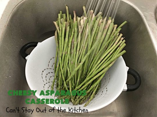 Cheesy Asparagus Casserole | Can't Stay Out of the Kitchen | this delicious #casserole is made with #asparagus, #celery, onions, & #CheddarCheese & has a delightful #RitzCracker crumb topping. Excellent choice for company or #holiday dinners like #Thanksgiving, #Christmas or #Easter. #CheesyAsparagusCasserole