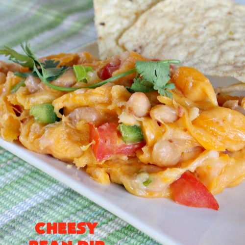 Cheesy Bean Dip | Can't Stay Out of the Kitchen | this fantastic 5-ingredient #appetizer is the one you want to make for #tailgating, #NewYearsEve or #SuperBowl parties. It's smooth, creamy with just a little hint of heat from #jalapeno peppers. #bacon #cheese