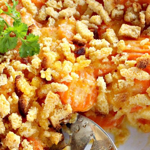 Cheesy Carrot Casserole | Can't Stay Out of the Kitchen | fantastic 5-ingredient recipe that's perfect for #holidays like #MothersDay or #Easter. Quick & easy. #carrots
