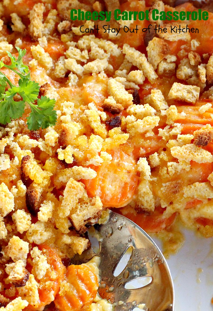 Cheesy Carrot Casserole | Can't Stay Out of the Kitchen | fantastic 5-ingredient recipe that's perfect for #holidays like #MothersDay or #Easter. Quick & easy. #carrots