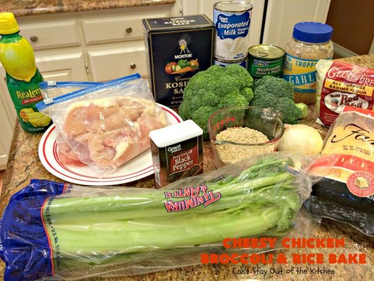 Cheesy Chicken Broccoli and Rice Bake | Can't Stay Out of the Kitchen | a favorite #chicken entree with #broccoli & #rice made up in an outstanding #cheesy sauce. Wonderful for company or family dinners. #casserole #chickencasserole #chickenandrice #glutenfree