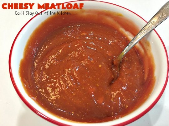 Cheesy Meatloaf | Can't Stay Out of the Kitchen | This amazing #meatloaf is filled with #cheddarcheese & topped with a #ketchup, mustard & brown sugar topping. This #glutenfree #entree uses #oatmeal & GF bread crumbs. #beef #groundbeef